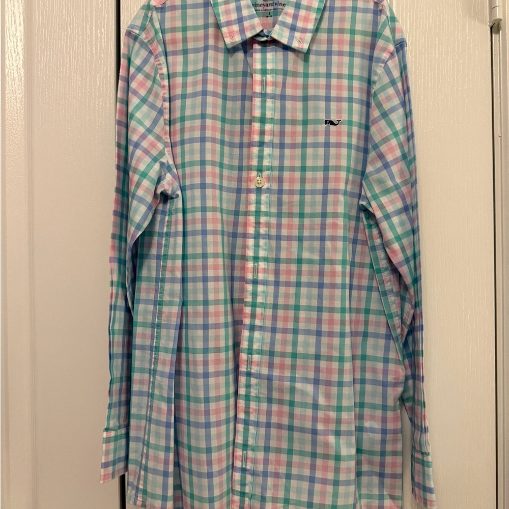 Vineyard Vines Kids Checkered Shirt - Blue, Pink, Green